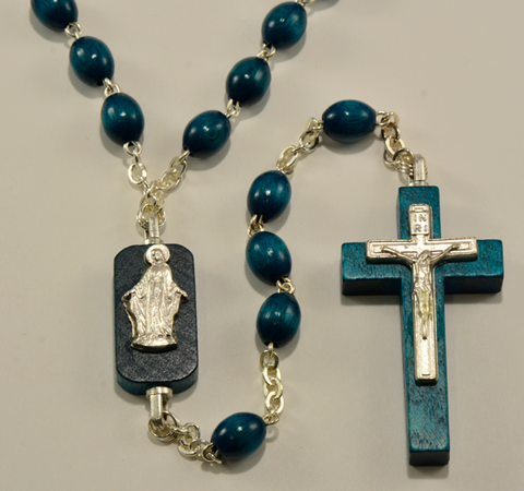 Wood rosary Blue-Chapelet en bois Bleu-Rosario de madeira azul