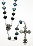 Glass Rosary with Topaz color "Beetle" shell shaped beads - RM92A-12