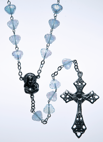 Glass Rosary with Sapphire color shell shaped beads - RM92A-11
