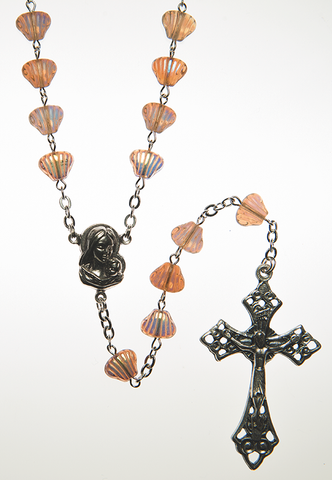 Glass Rosary with Topaz color shell shaped beads - RM92A-9