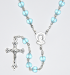 Rosary with glass heart shaped beads silver plated - RM37-7