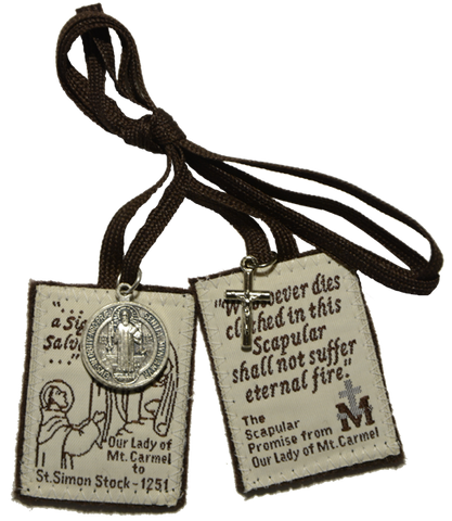 Brown Scapular with medal and crucifix - MSCAP-FMC