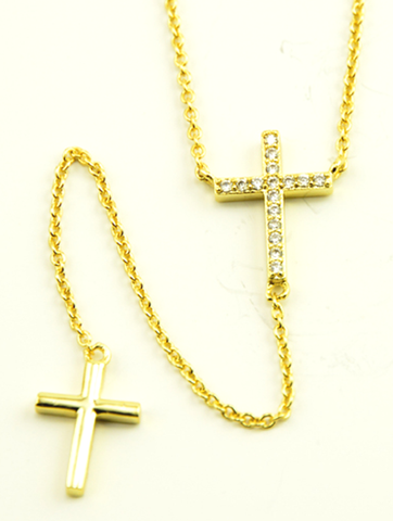 Necklace Double Cross-Collier Double Croix-Collar Doble Cruz-X&N046BX