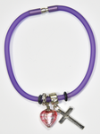 Purple Silicon bracelet - genuine ROSE Venetian Murano glass Heart