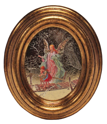 Gilded Oval Picture Frame of Guardian Angel-QA8012-008