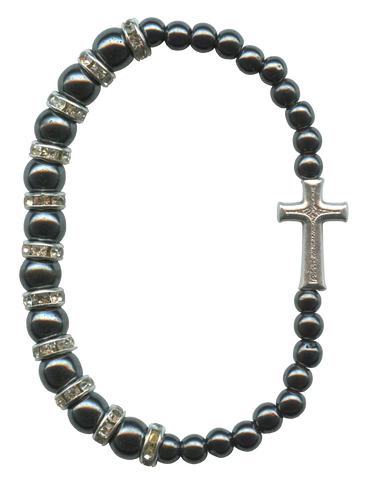 Hematite elastic Rosary Bracelet - RB136-10E
