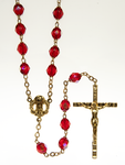Ruby Red Crystal Rosary hand made in Italy gold plated 24kt. RC45ATG-10