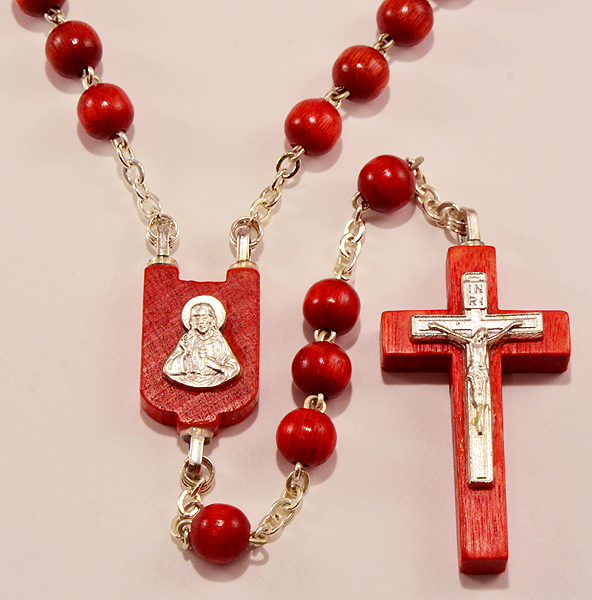 Red Wood Rosary - Made In Italy
