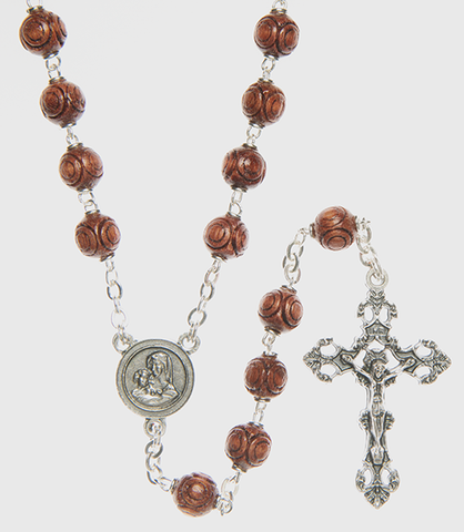 rosary wood carved beads made in Italy
