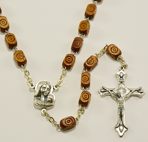 Wood carved rosary-Chapelet en bois sculpté-Rosario tallado en madera Made in Italy
