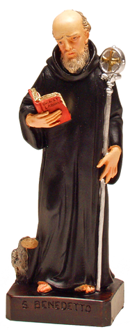 St. Benedict's statue - Statue de Saint Benoît - Estatua de San Benito - 16cm - 6.¼" - Made in Italy