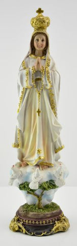Statue Madonna of Fatima colored . height 30 cm, 12" . Made in China