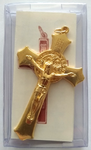 St.Benedict's Cross Gold plated  80mm - 3.12" - Croix de St.Benoit en plaqué or - 80 mm - 3,12 " - Cruz de San Benito metal chapada en oro - longitud 80 mm - 3.12 "