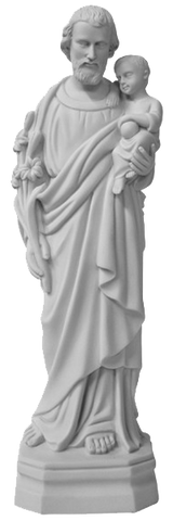 St. Joseph with child white composite marble statue 40cm - 16"- SFC486